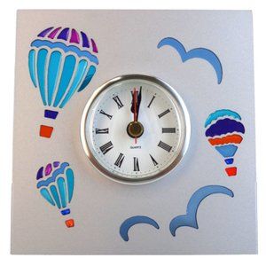 Silver Colored Hot Air Balloon Clock - 4.75"